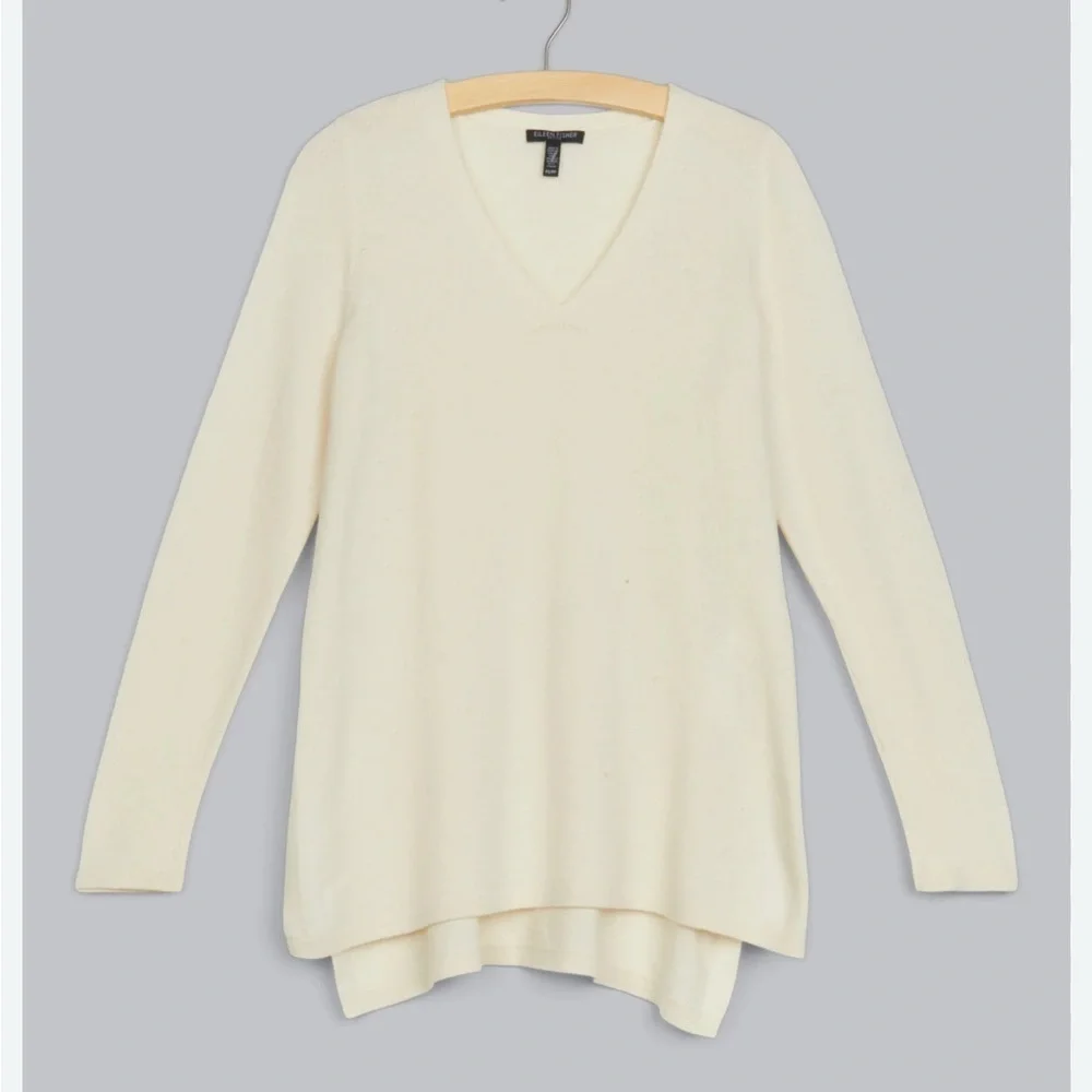 Eileen Fisher Lofty Recycled Cashmere/Wool Sweater V-Neck Pullover Women's PXS